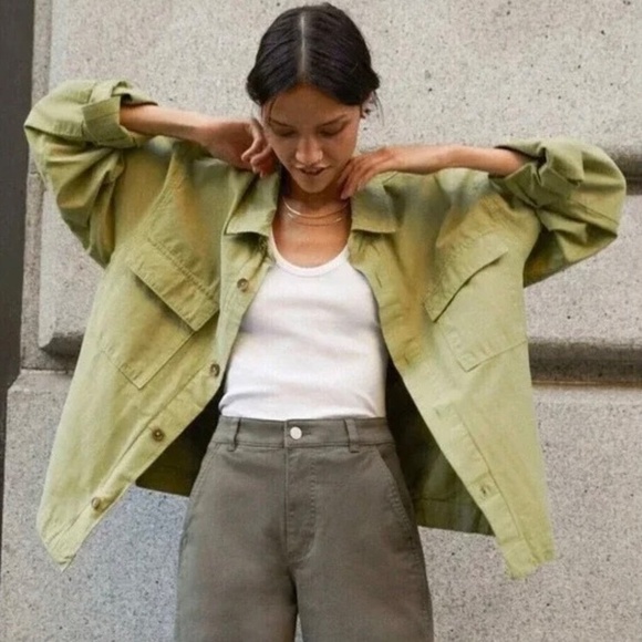 EVERLANE  The Everyone Spring Shirt Jacket in Light Green - Men's S/ Women's L - Picture 4 of 14